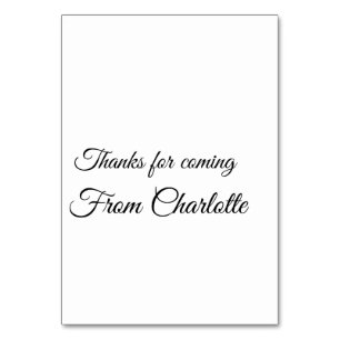 thanks for coming add name text message  table number