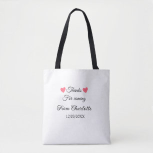 thanks for coming add name text message tote bag