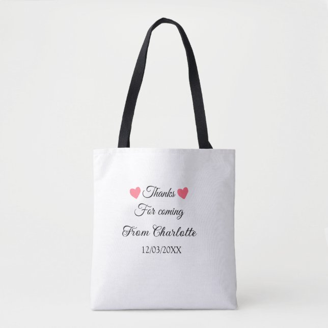 thanks for coming add name text message  tote bag (Front)