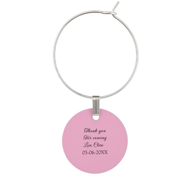 thanks for coming add name text message  wine charm (Front)