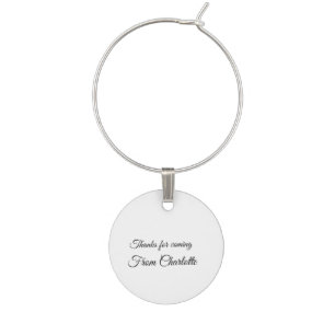 thanks for coming add name text message wine charm