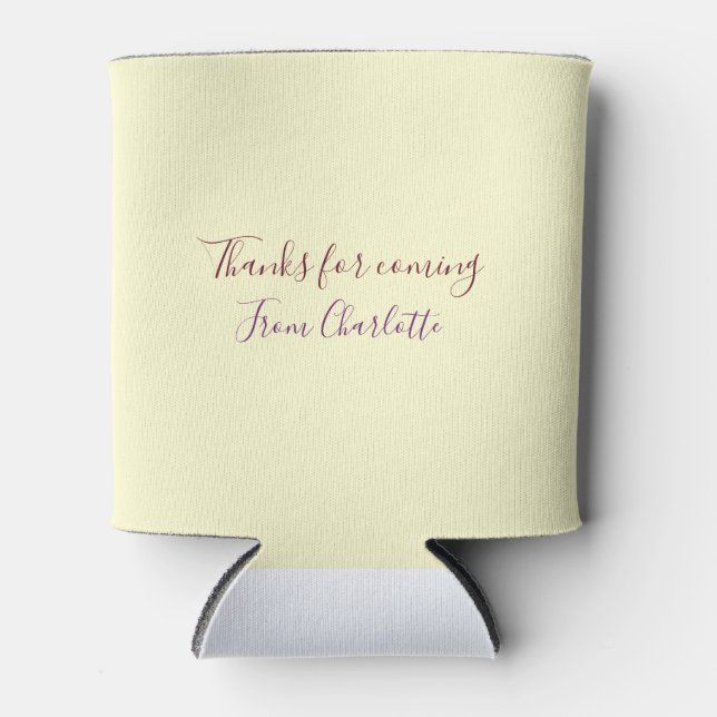 thanks for coming add name text message yellow pas can cooler (Front)
