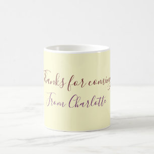 thanks for coming add name text message yellow pas coffee mug