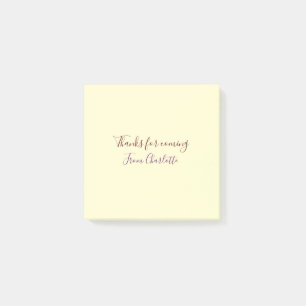 thanks for coming add name text message yellow pas post-it notes