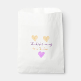 thanks for coming add name text orange purple hear favor bag