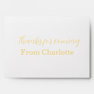 thanks for coming add name text turqoise yellow envelope