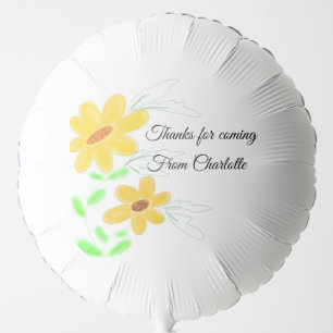 thanks for coming add name text yellow sunflower b balloon