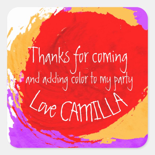 Thanks for coming art party paint stickers (Front)