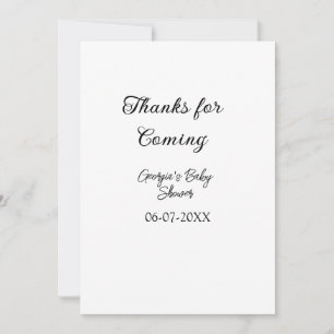 Thanks for coming baby shower modern simple typogr invitation