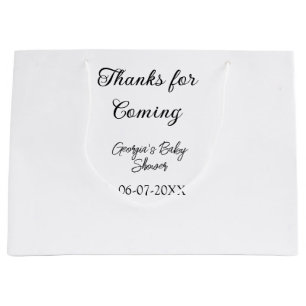 Thanks for coming baby shower modern simple typogr large gift bag
