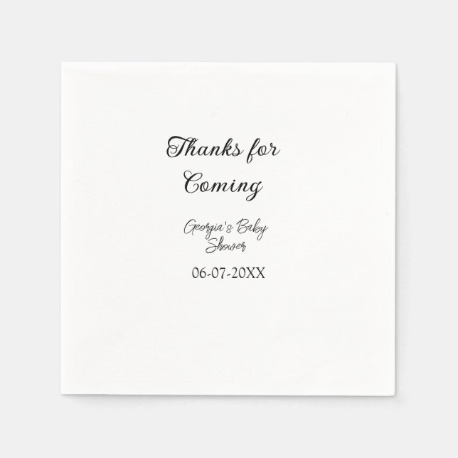 Thanks for coming baby shower modern simple typogr napkins (Front)
