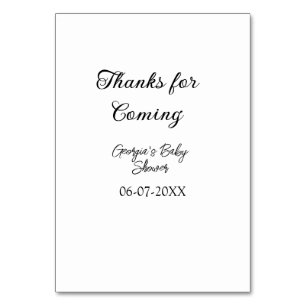 Thanks for coming baby shower modern simple typogr table number