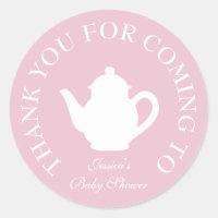 Thanks for coming baby shower tea party stickers