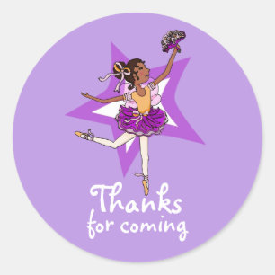 Thanks for coming ballerina girl birthday sticker