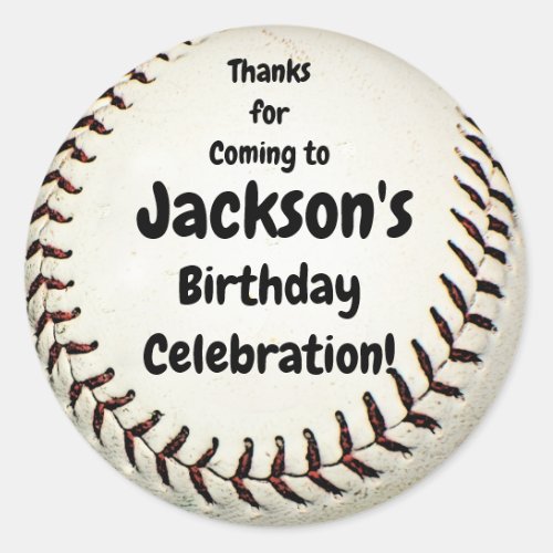 Thanks for Coming Baseball Bithday Classic Round Sticker