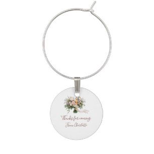 thanks for coming floral bouque green blue name mo wine charm