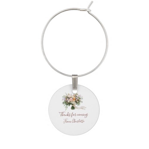 thanks for coming floral bouque green blue name mo wine charm