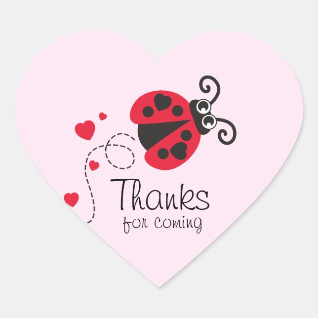 Thanks for coming ladybug girls birthday sticker (Front)