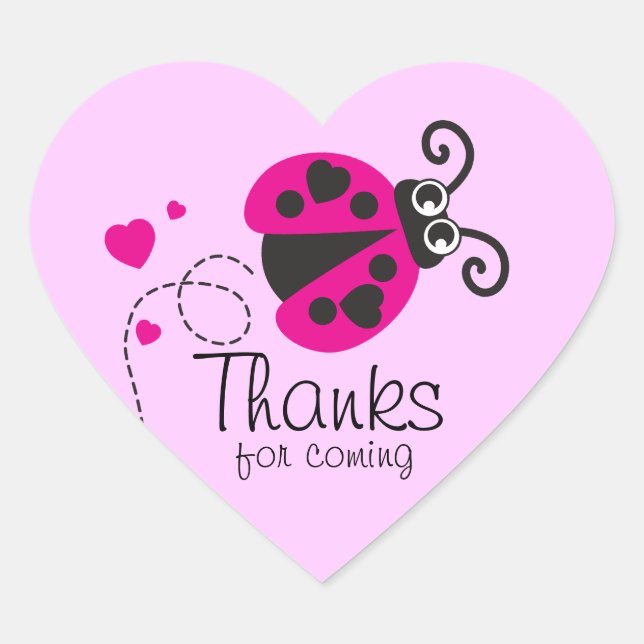 Thanks for coming ladybug girls birthday sticker (Front)