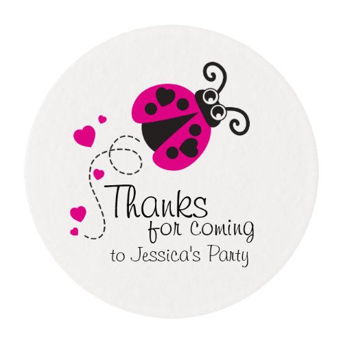 Thanks for coming ladybug pink birthday frosting edible frosting rounds