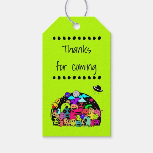 Thanks For Coming Outer Space Aliens Theme Gift Tags