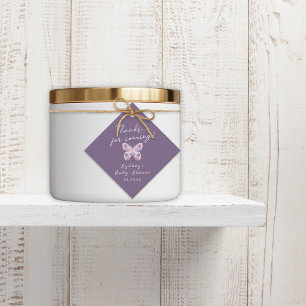 Thanks for Coming Purple Butterfly Baby Shower Favor Tags