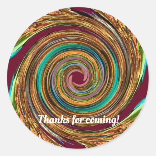 Thanks For Coming Rainbow of Colors Modern Classic Round Sticker