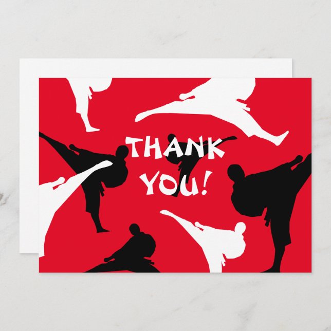 Thanks for coming to my karate Birthday party Thank You Card (Front/Back)