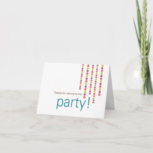 thanks for coming to my party thank you card