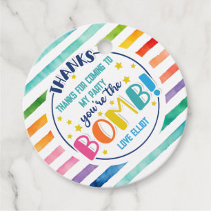Thanks for coming to my party your'e the bomb bath favor tags