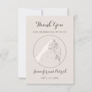 Thanks for coming to our wedding. The lovers kiss. Thank You Card