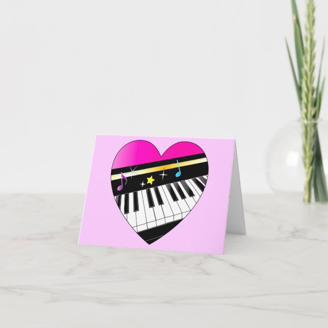 Thanks for Coming to Piano Recital Pink Background Thank You Card (Front)
