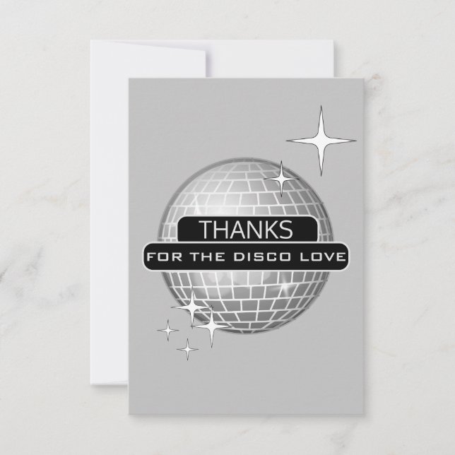 THANKS For Disco Love Ball Retro Birthday  Thank You Card (Front)