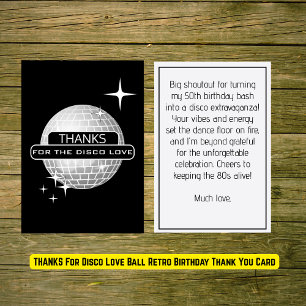 THANKS For Disco Love Ball Retro Birthday Thank You Card