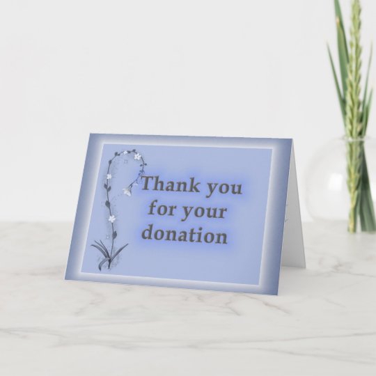 Thanks for Donation, Sophisticated Blue Floral Thank You Card | Zazzle.com