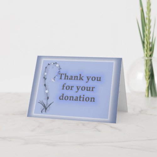 Thanks for Donation Sophisticated Blue Floral Thank You Card