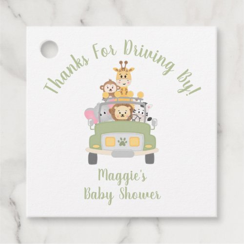 Thanks For Driving By Animal Safari Baby Shower Favor Tags