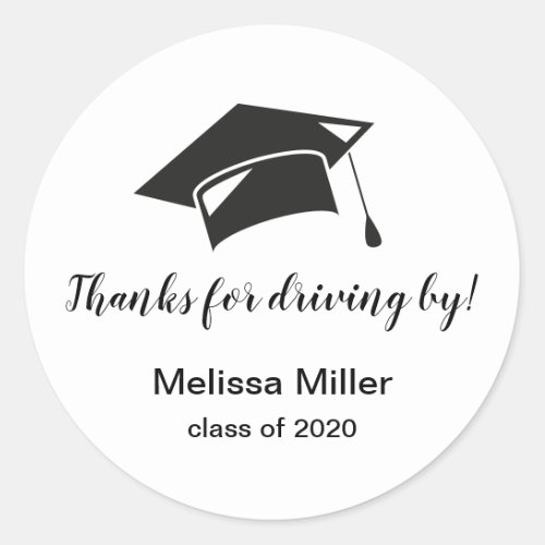 thanks for driving by graduation class 2020 classic round sticker