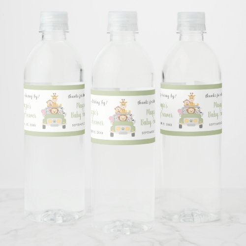 Thanks for Driving By Safari Baby Shower Water Bottle Label