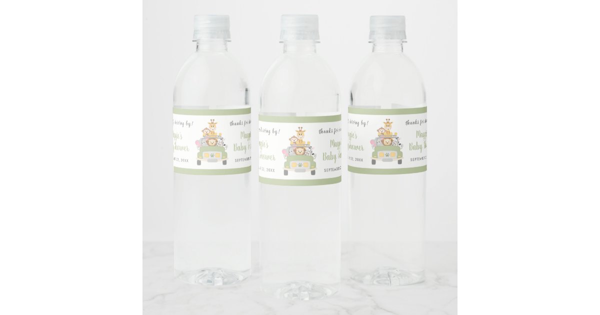 Thanks for Driving By Safari Baby Shower Water Bottle Label ...