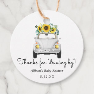 Thanks for Driving By Sunflower Car Favor Tag