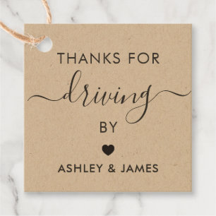 Thanks for Driving By Tags, Baby Shower, Kraft Favor Tags