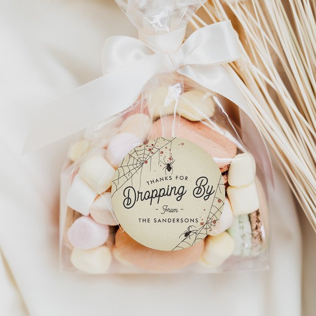 Thanks For Dropping By Halloween Party Favor Classic Round Sticker (Creator Uploaded)