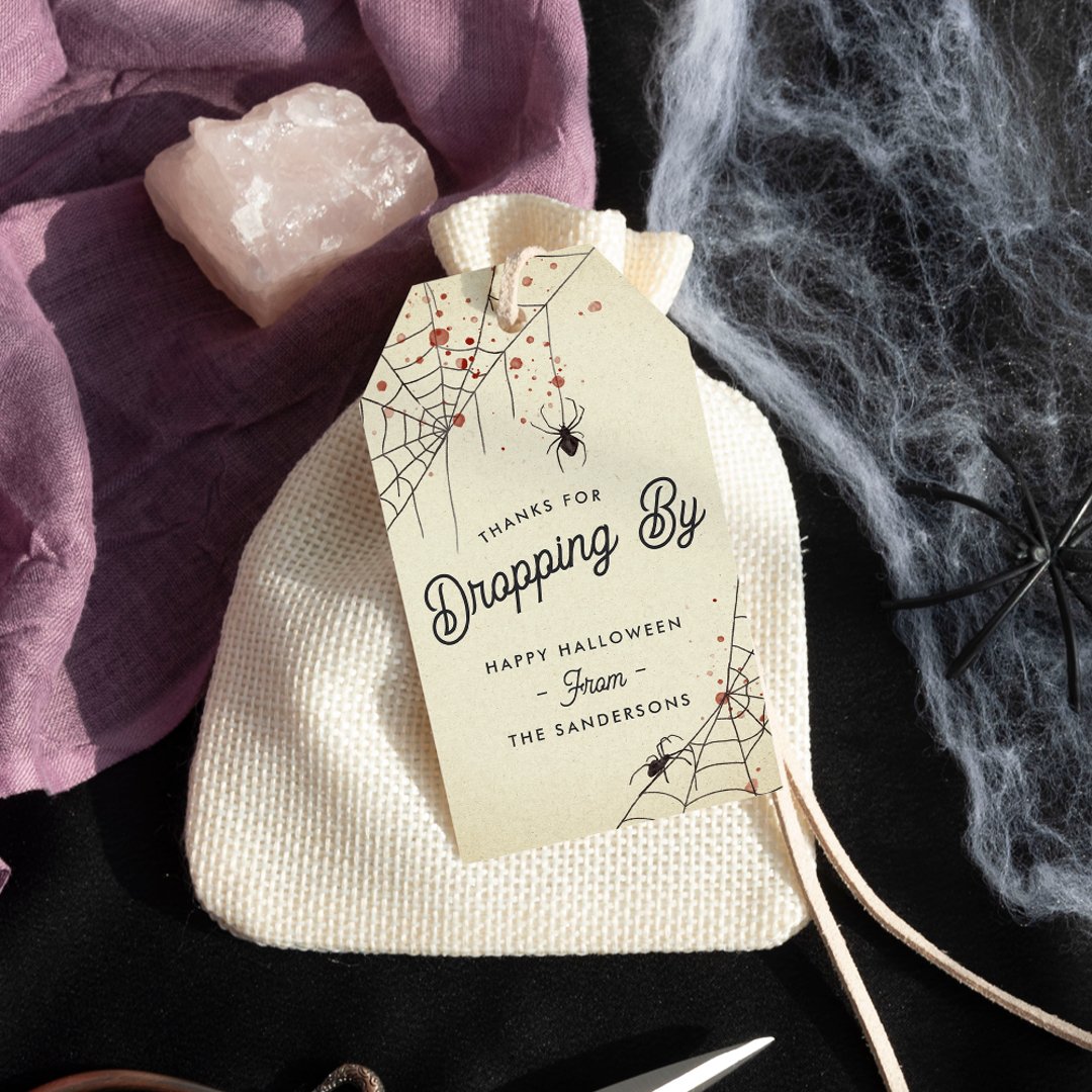 Thanks For Dropping By Halloween Party Favor Gift Tags