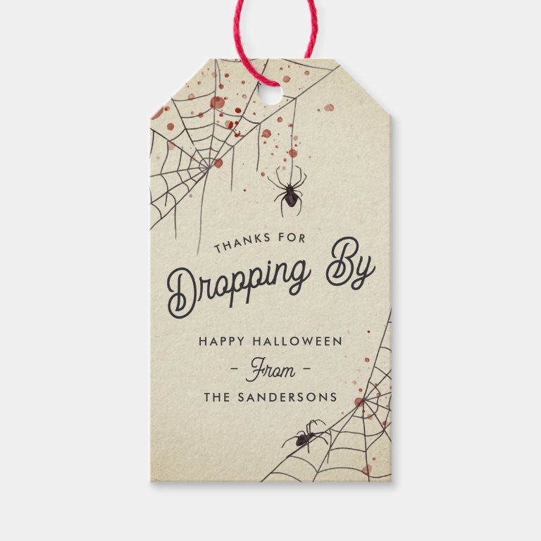 Thanks For Dropping By Halloween Party Favor Gift Tags