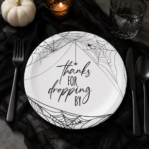 Thanks for Dropping By Spiderweb Halloween Paper Plates