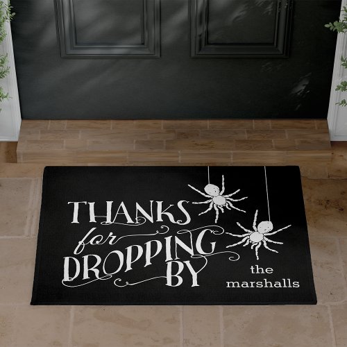 Thanks For Dropping By  Spooky Spider Halloween Doormat