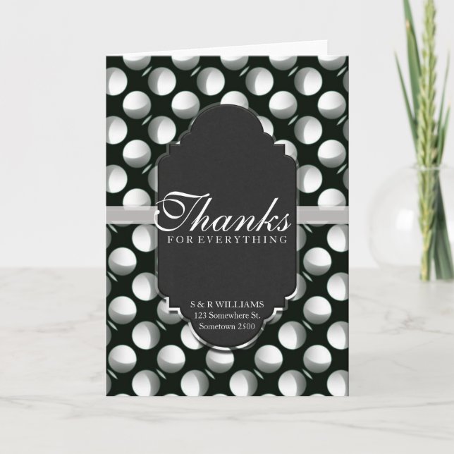 Thanks for Everthing Modern Moon Black+White Thank You Card (Front)