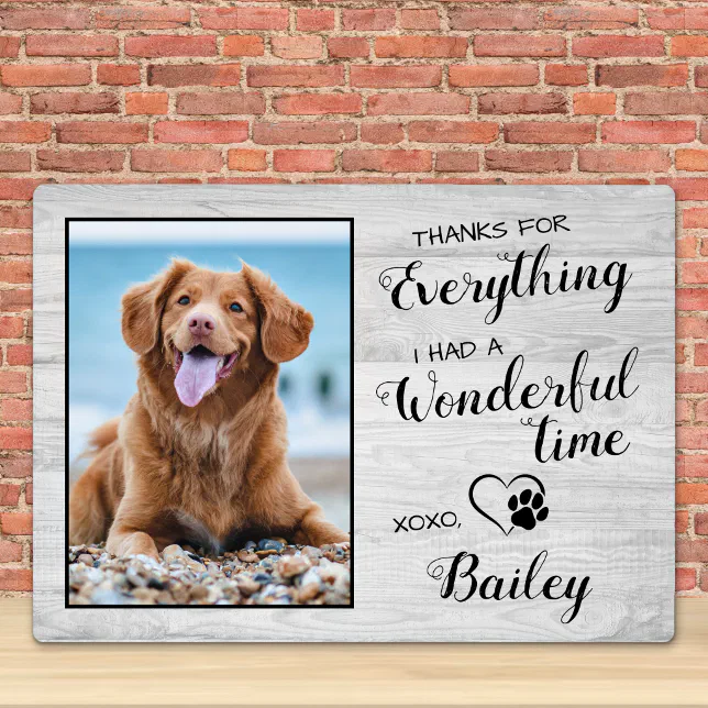 Thanks For Everything Custom Pet Loss Dog Memorial Plaque | Zazzle