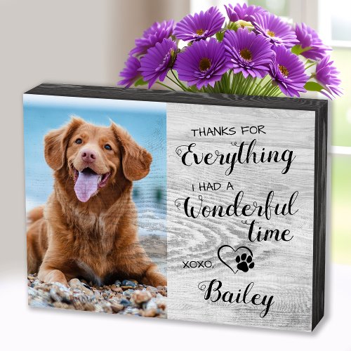 Thanks For Everything Custom Pet Loss Dog Memorial Wooden Box Sign